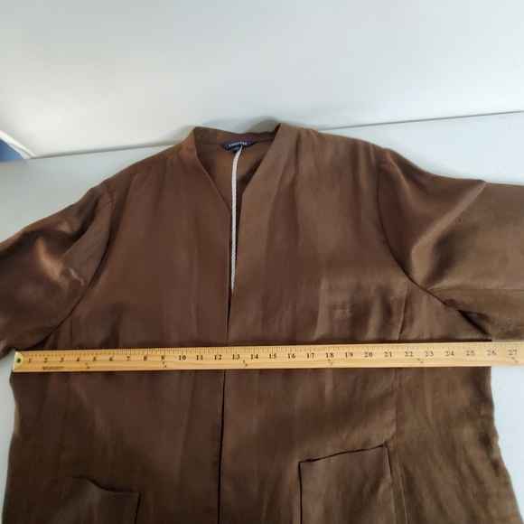 Lands' End Long Sleeve LINEN Blazer Size 26W Open Front Brown Jacket Pockets - Picture 5 of 11